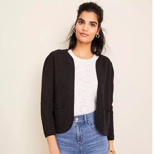 NWT Ann Taylor Puff Sleeve Open Sweater Jacket in Pink